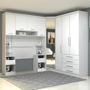 Imagem de Guarda Roupa Solteiro Modulado Cp04 Taiga Branco L01 - Mpozenato