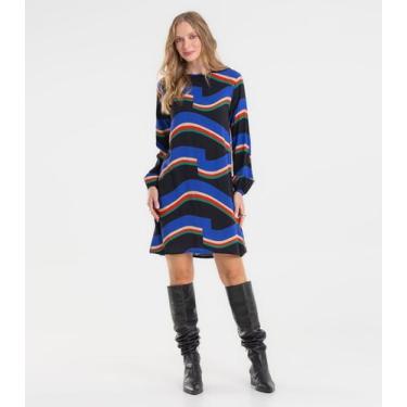 Imagem de Vestido Curto Feminino Manga Longa Rovitex Preto, GG, Preto