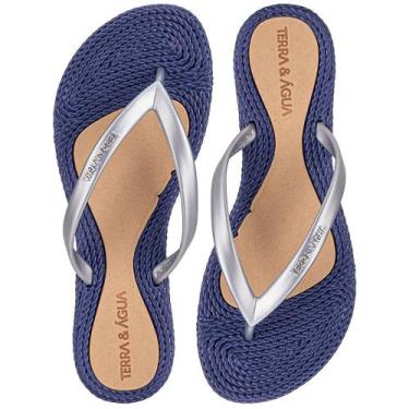 Imagem de Chinelo feminino terra & água 260902cx, Cinza, Azul, 37