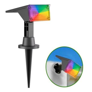 Imagem de Refletor Ecoforce Solar 6 Led 50x Mais Forte Colorida Spot Jardim Chão