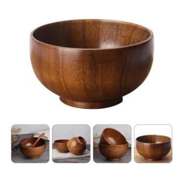 Imagem de Conjunto com 4 Tigelas Japonesas de Madeira Sopa Bowls 14cm 500ml Para
