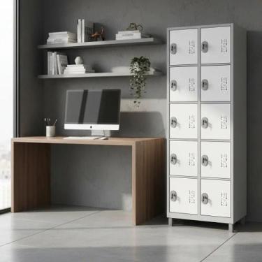 Imagem de Armário 10 Portas Pequenas Aço Ideal para Academia COR:PRETO - W3, BRA