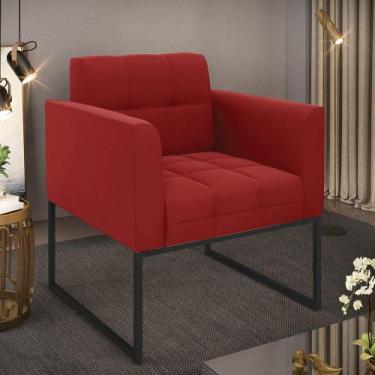 Imagem de Poltrona Sala Decorativa Elisa Base Industrial Preta Veludo Marsala D0