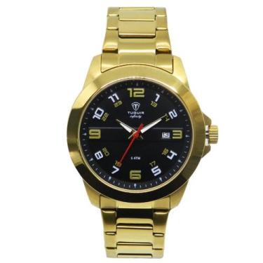 Imagem de Relógio Masculino Aço Tuguir Analógico 9169D Dourado Preto