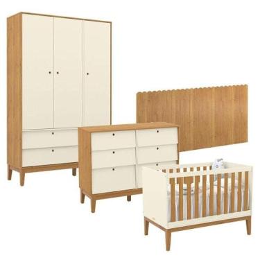 Imagem de Quarto De Bebê Unique 3 Portas Com Cômoda 6 Gavetas E Painel Farm Off 