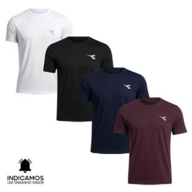 Imagem de Kit 4 Camisetas Diadora Small Logo Masculina - Branco e Bordô P-Masculino