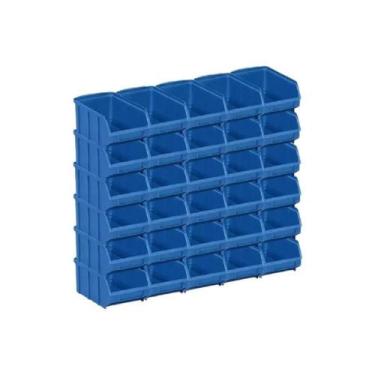 Imagem de Kit 4 Caixa Box Gaveteiro Industrial Bin Azul N4 9X13X19CM - Caixaplas