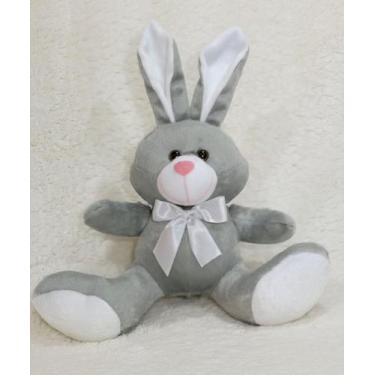 Imagem de Coelho Pelúcia com Laço Colorido  Brinquedo Decoração Nichos - XÚ BABY