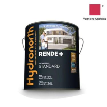 Imagem de Tinta Acrílica Rende+ Vermelho Grafiato Fosco Galão 3,6L para Interiores e Exteriores Hydronorth