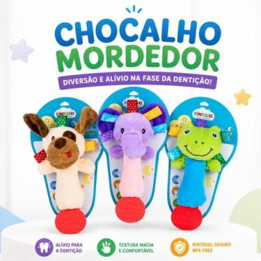 Imagem de Chocalho com Mordedor e Buzina Bichinho Pelúcia Bebê Pimpolho, Lilás
