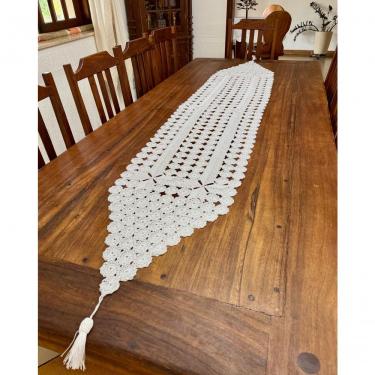 Imagem de Caminho de Mesa Crochê Talinha de Polipropileno 2,20Mx45CM Branco Artesanal