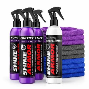 Imagem de 3 Fortify Shine Armor Lava Encera + 1 Interior Cleaner Couro - Shine A