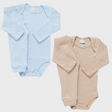 Imagem de Kit 2 Conjuntos Bebê Body + Calça Canelado Enxoval 100% Algodão Matern