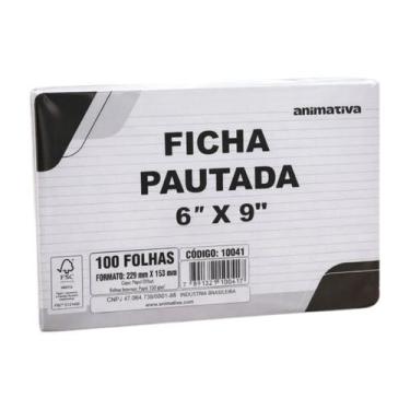 Imagem de Kit 300 Folhas de Ficha Pautada 6x9 Gramatura 150g/m 23x15cm - Animati