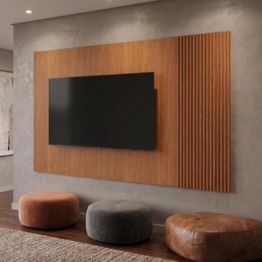 Imagem de Painel para TV Ripado MDF 220cm Valencia New Marrom - Mavaular