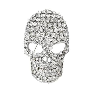 Imagem de Broche De Caveira Unissex Feminino Com Strass, Alfinete De Lapela De M
