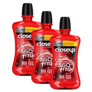 Imagem de Kit 3 Enxaguante Bucal Closeup Red Hot Proteção 360 Fresh Zero Álcool 