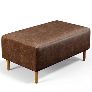 Imagem de Puff Decorativo Sala de Estar Cléo W01 Pés Palito 90 cm Couríssimo Marrom - Lyam Decor