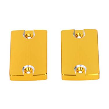 Imagem de Aramox Tampa do reservatório de freio de motocicleta, 1 par de tampas de proteção do reservatório de fluido de freio dianteiro esquerdo direito RC-220 conjunto de substituição para GSX1300R GSX1400 DL1000 (dourada)