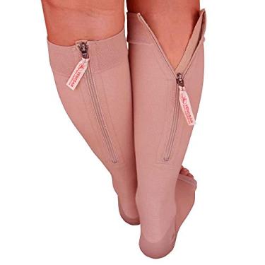 Imagem de Meia Venosan Comfortline Cotton com Algodão e Zíper 20-30 mmhg AD Bege Aberta Curta M