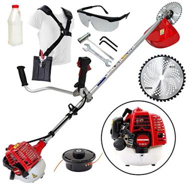 Imagem de Roçadeira Linha Plus Kawashima KW260L 26cc 2 Tempos á Gasolina Potente, Robusta, Econômica e de Alta Durabilidade Com Guidão, Lâmina de Vídia e Cinto de Sustentação Duplo Profissional Ideal Para Jardinagem
