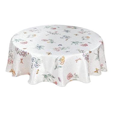 Imagem de Lenox Toalha de mesa redonda Butterfly Meadow de 178 cm – lavável na máquina, resistente a rugas, capa de mesa
