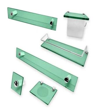 Imagem de 1 Kit Para Banheiro Premium Verde 2 - 6 Peças