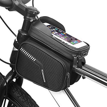 Imagem de lifcasual Bolsa com armação de bicicleta à prova d'água bolsa dupla bolsa para bicicleta com topo Bolsa para bicicleta de montanha para bicicleta de montanha Bolsa para celular com tela sensível ao toque