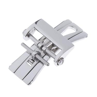 Imagem de DYNWAVE Fivela de relógio de aço inoxidável polido prata com fecho de borboleta 20 mm