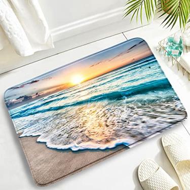 Imagem de Conjuntos de tapetes de banho de praia de folhas de palmeira oceano mar onda paisagem natureza tapetes porta tapetes decoração do banheiro tapete de capa de vaso sanitário antiderrapante, dd, 1353zy, 60x40cm, 23.6x15.7in