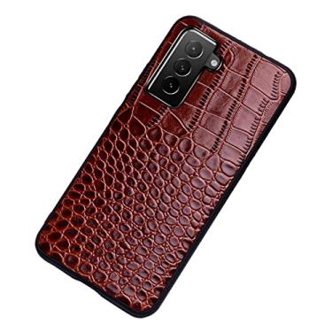 Imagem de Capa para Samsung Galaxy S22/S22 Plus/S22 Ultra, Capa de couro PU com estampa de cobra de crocodilo com proteção de câmera Slim Fit Hard Shell Capa à prova de choque, Marrom, S22 Ultra 17,8 cm