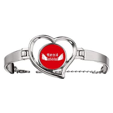 Imagem de N/A N/A Bracelete China Red Life Education Art Deco Fashion Heart Jewelry Wire Bangle, medium, metal