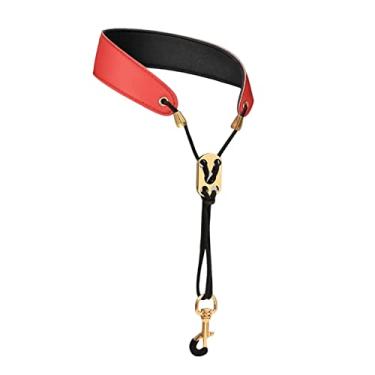 Imagem de YIJU Alça de pescoço sax profissional couro PU para sax alto sax soprano, VERMELHO