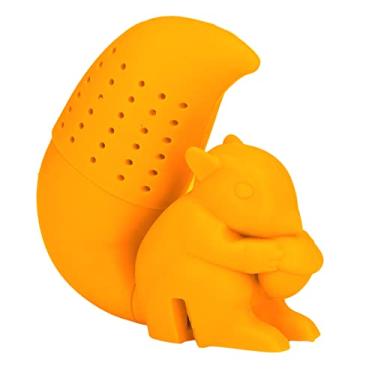 Imagem de Filtro de chá em forma de esquilo, infusor de chá de silicone de esquilo fofo, coador de chá de folhas soltas acessório para bebedores de chá(Laranja)