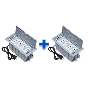 Imagem de Kit 2 Caixas De Tomadas 4 Blocos Basculante 4 Tomadas 20A COR:CINZA