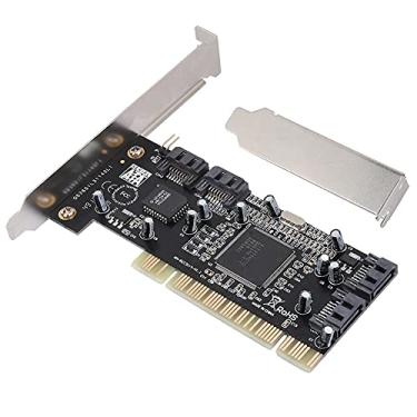 Imagem de ASHATA Placa Riser PCI 16X para 4 portas SATA, placa de expansão de 5Gbps Sil3114 Master SATA PCI 4 portas, placa de expansão de controlador PCI SATA para