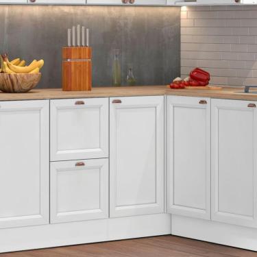 Imagem de Balcão de Canto Reto 1 Porta com Tampo Unna Poliman Móveis Branco Branco