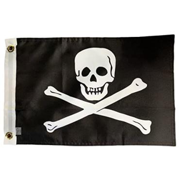 Imagem de Pequeno Jolly Roger 12x18 bandeira navio jardim barco pirata homem caverna caiaque