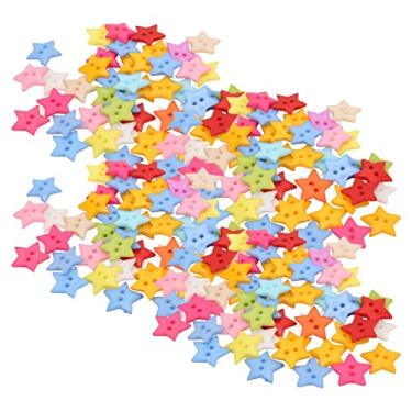 Imagem de 200Pcs Stars Buttons,Assorted Colors Resin Buttons with 2 Holes Flatback Sewing Craft Decoration Buttons for Clothes Sewing Scrapbooking Art DIY Projects (19MM)