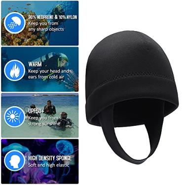 Imagem de Tingpai Touca de mergulho prene 2mm com proteção UV quente capuz de mergulho gorro pa mergulho com snorkel natação surf caiaque