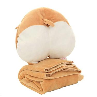 Imagem de Yajun Almofada de lã macia cobertor 3 em 1 almofada de cachorro almofada de mão Wamer bonito brinquedo de pelúcia para animais de estimação sofá cama de dupla finalidade cadeira de escritório tapete de soneca de carro, marrom, 36 * 38 cm