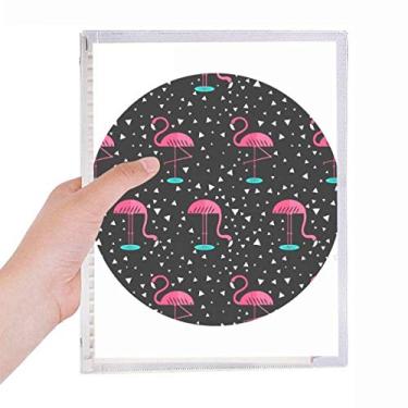 Imagem de Caderno com estampa de flamingo, rosa e preto, diário de folhas soltas recarregável, papelaria