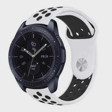 Imagem de Pulseira Sport para Samsung Gear S2 Classic - Galaxy Watch 42mm - Gear Sport R600 - Galaxy Watch Active 40mm - Amazfit Bip - Branco / Preto