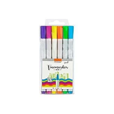 Imagem de Canetinha Hidrográfica Fine Marker 1.0mm Neon Blister com 6 Unidades, BRW