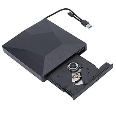 Imagem de Dpofirs USB 3.0 + Unidade de CD externa tipo C USB 3.0 portátil CD DVD +/-RW Drive DVD/CD ROM, gravador compatível com XP/2000/2003/7/8/10/Vista/OS X (Preto)
