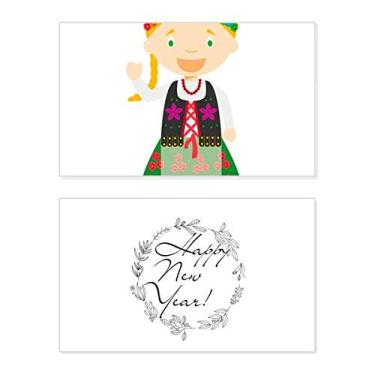 Imagem de Cartão de felicitações Smile Blond Poland Cartoon New Year Festival Bless Message Present