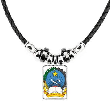 Imagem de DIYthinker Colar com emblema nacional Luanda Angola joia Torque pingente de corda de couro