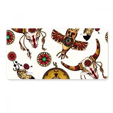 Imagem de DIYthinker Placa de licença tradicional indiana americana totem decoração de aço inoxidável para automóvel