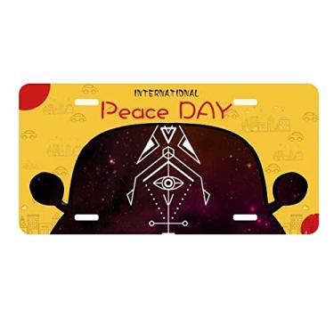 Imagem de DIYthinker Placa de licença Alien Totem Geometria Universo Etiqueta Decoração de carro Dia da Paz