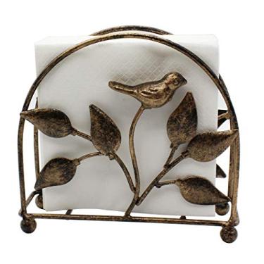 Imagem de Porta-guardanapos clássico para pássaros e árvores de ferro fundido, dispensador de lenços independente, bronze